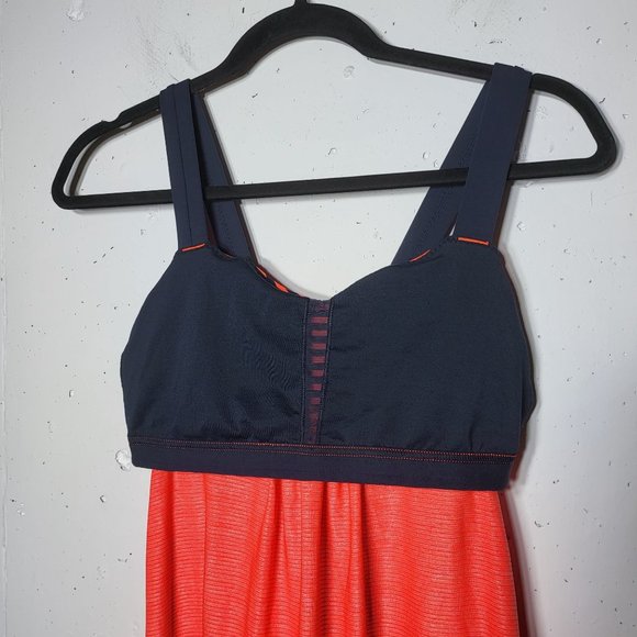 Lululemon Womens Orange and Blue Striped Run Back On Track Tank Top Size 6 - Picture 6 of 9